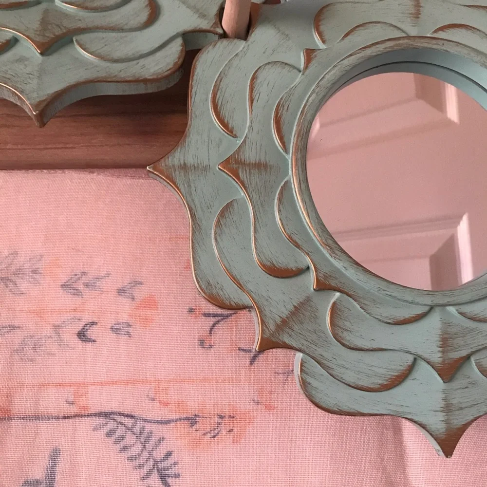 3 Decorative Blue and Gold Mirrors